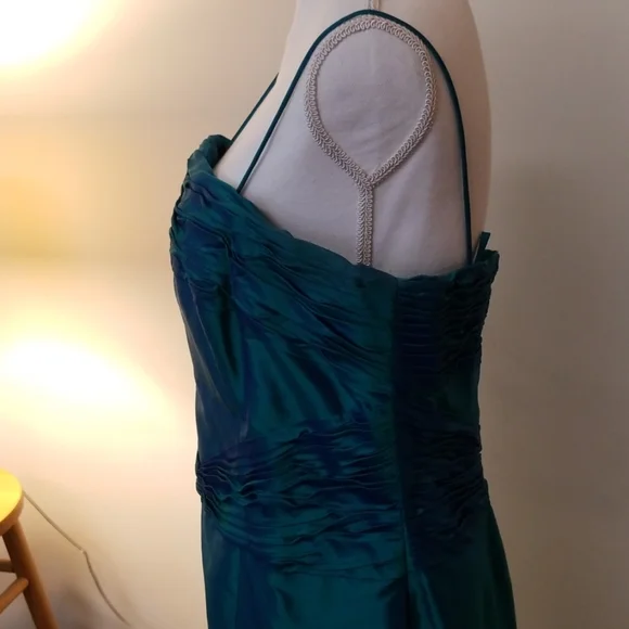 MARISA BARATELLI SHARKSKIN GREENISH BLUE GOWN